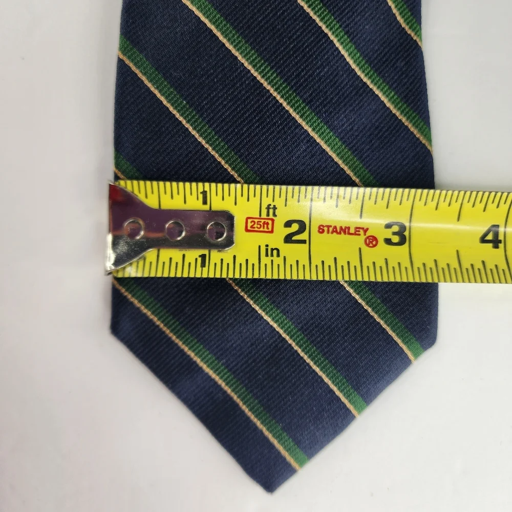 LIBERTY OF LONDON Blue & Green Stripe Silk Tie.